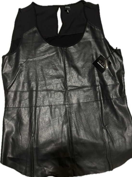Black Sak Fifth Avenue Tops - Saks Fifth Avenue Black Faux Leather Sleeveless Tank